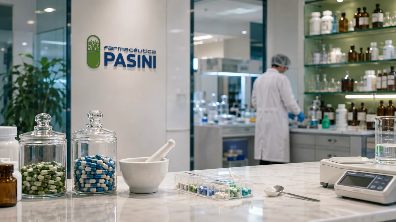 Laboratorio Pasini durante la preparación de un medicamento magistral